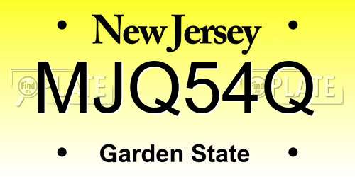 MJQ54Q New Jersey License Plate