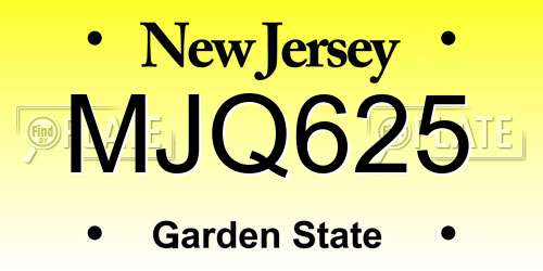 MJQ625 New Jersey License Plate