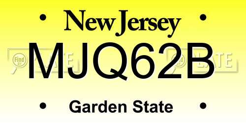 MJQ62B New Jersey License Plate