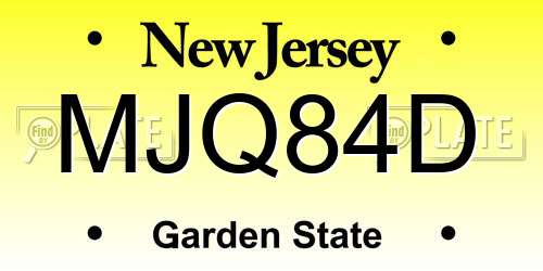 MJQ84D New Jersey License Plate