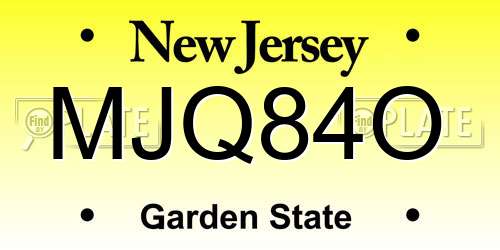 MJQ84O New Jersey License Plate