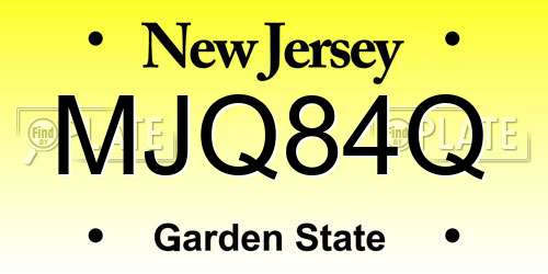 MJQ84Q New Jersey License Plate