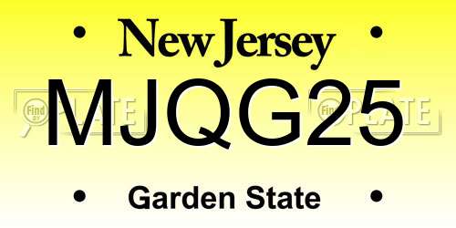 MJQG25 New Jersey License Plate