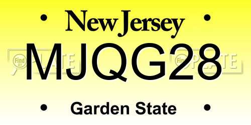MJQG28 New Jersey License Plate