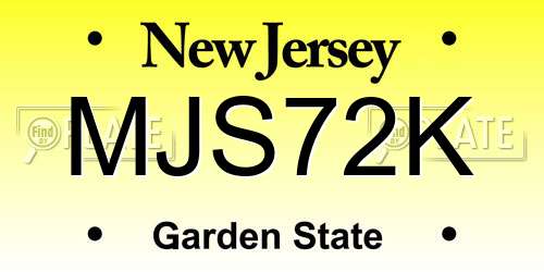 MJS72K New Jersey License Plate