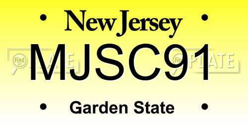 MJSC91 New Jersey License Plate