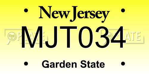 MJT034 New Jersey License Plate