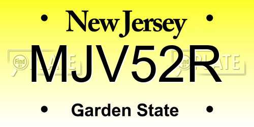 MJV52R New Jersey License Plate