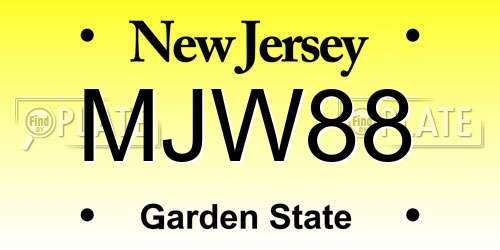 MJW88 New Jersey License Plate