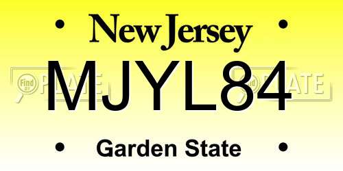 MJYL84 New Jersey License Plate