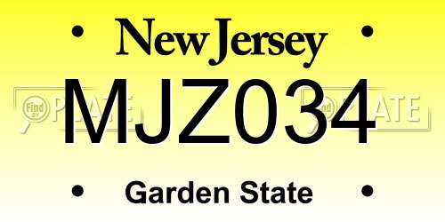 MJZ034 New Jersey License Plate