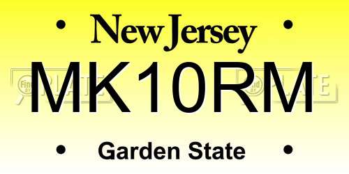 MK10RM New Jersey License Plate