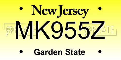 MK955Z New Jersey License Plate