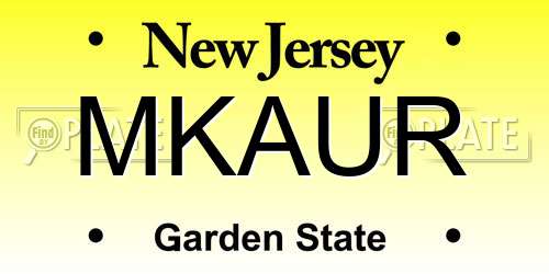 MKAUR New Jersey License Plate