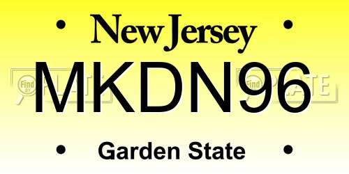 MKDN96 New Jersey License Plate