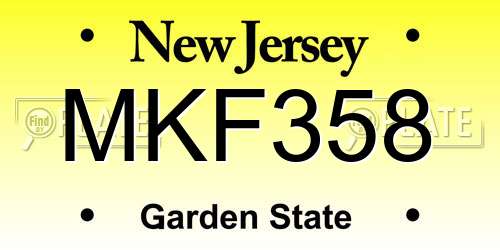 MKF358 New Jersey License Plate