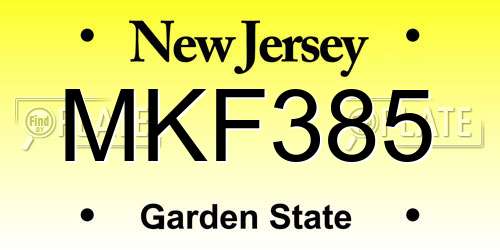 MKF385 New Jersey License Plate