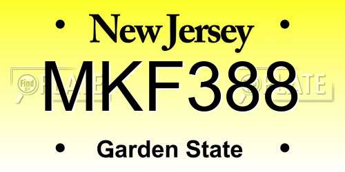 MKF388 New Jersey License Plate