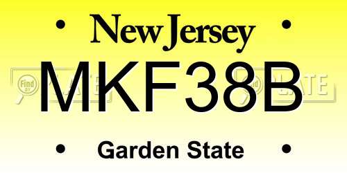MKF38B New Jersey License Plate