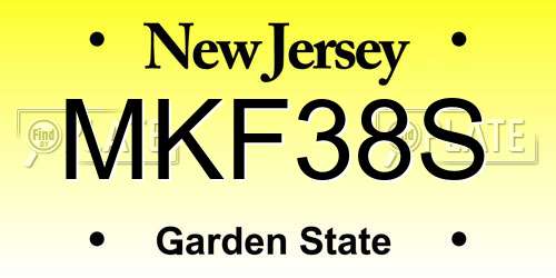 MKF38S New Jersey License Plate