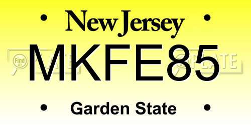 MKFE85 New Jersey License Plate