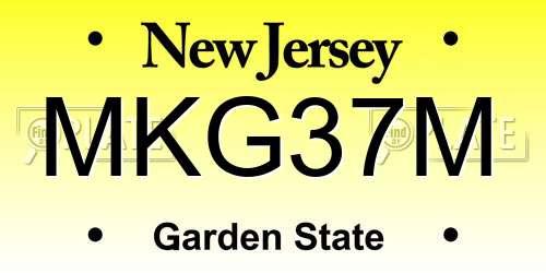 MKG37M New Jersey License Plate