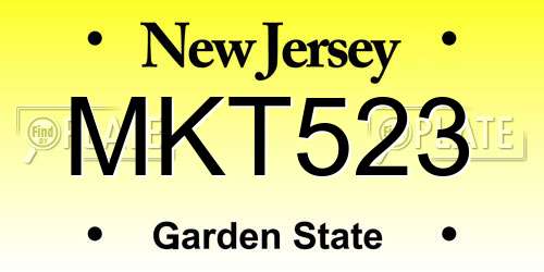 MKT523 New Jersey License Plate