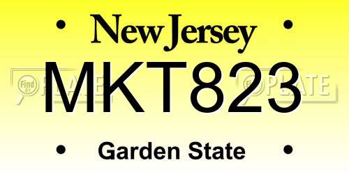 MKT823 New Jersey License Plate