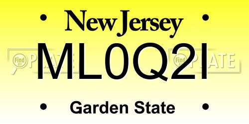 ML0Q2I New Jersey License Plate