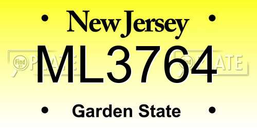 ML3764 New Jersey License Plate