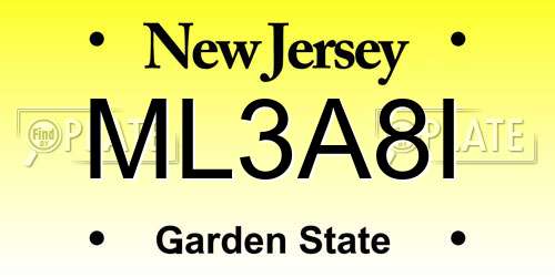 ML3A8I New Jersey License Plate