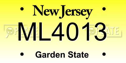ML4013 New Jersey License Plate
