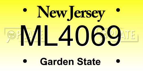 ML4069 New Jersey License Plate