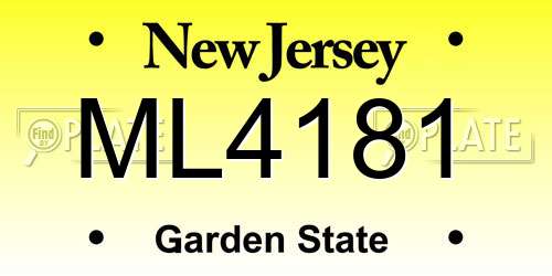 ML4181 New Jersey License Plate
