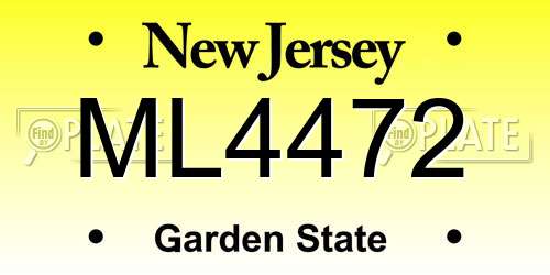 ML4472 New Jersey License Plate