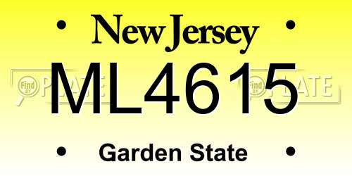 ML4615 New Jersey License Plate