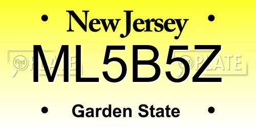 ML5B5Z New Jersey License Plate