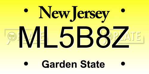 ML5B8Z New Jersey License Plate