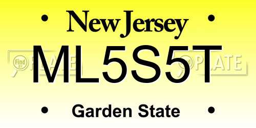 ML5S5T New Jersey License Plate