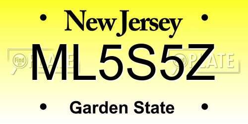 ML5S5Z New Jersey License Plate