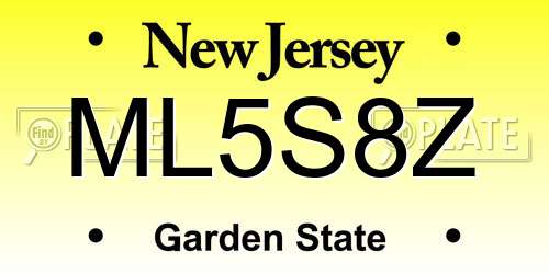 ML5S8Z New Jersey License Plate