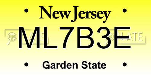 ML7B3E New Jersey License Plate