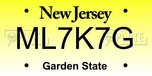 ML7K7G New Jersey License Plate