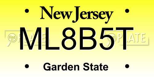 ML8B5T New Jersey License Plate