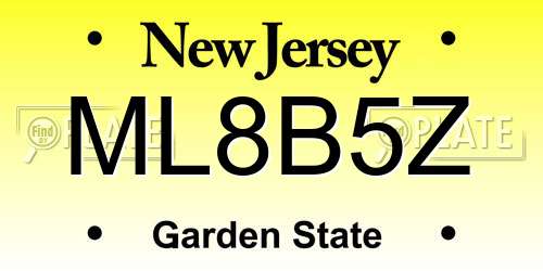 ML8B5Z New Jersey License Plate