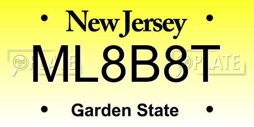 ML8B8T New Jersey License Plate