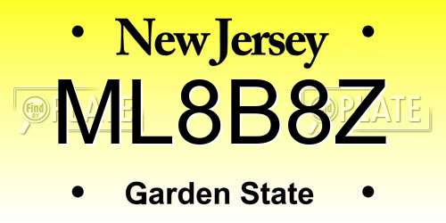 ML8B8Z New Jersey License Plate