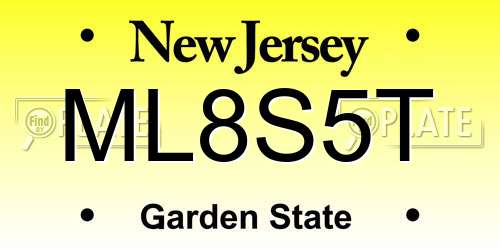 ML8S5T New Jersey License Plate
