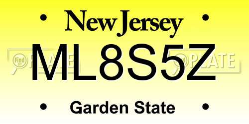 ML8S5Z New Jersey License Plate