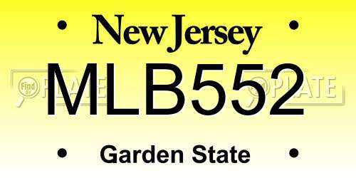 MLB552 New Jersey License Plate
